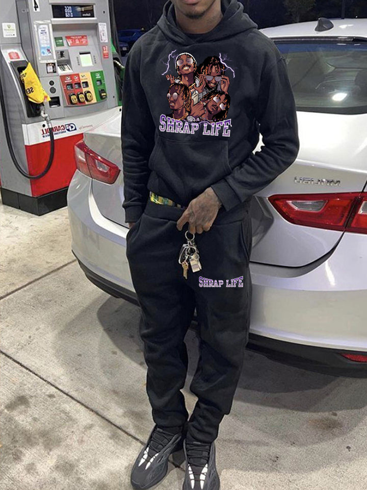 Herren Hoodie und Jogginghose Set mit kreativem Grafikdruck Aliams