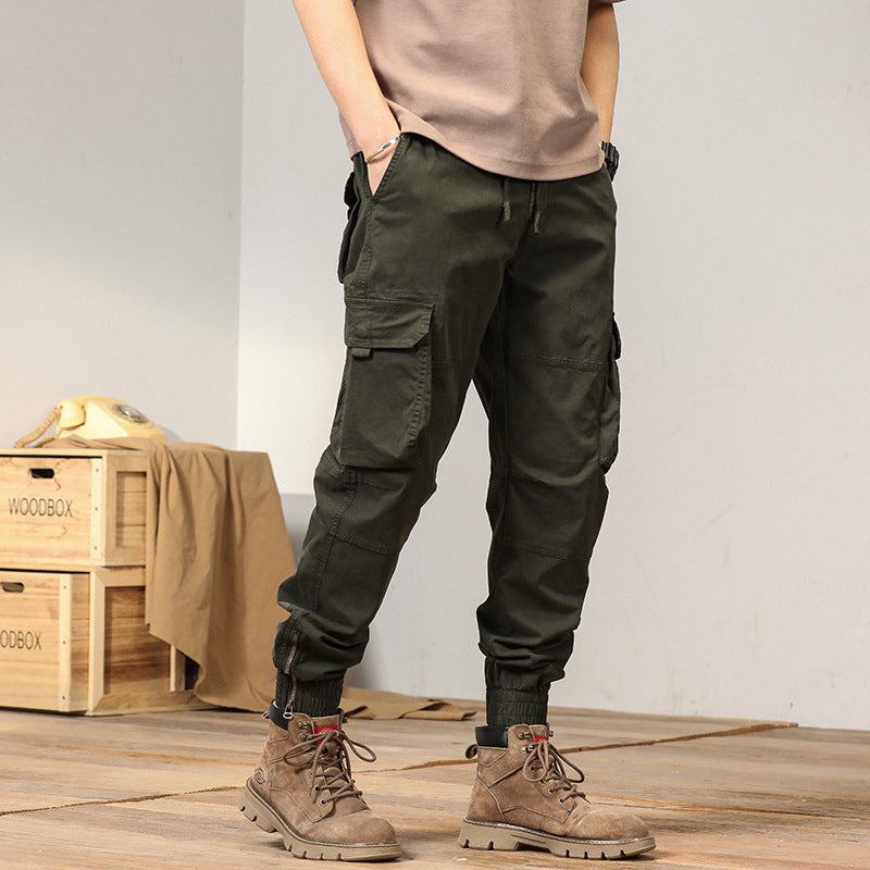 Herren vielseitige Maxcargo-Hose im urbanen Stil mit elastischem Bund und mehreren Taschen Aliams