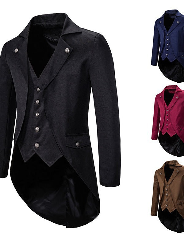 Herren eleganter Anzugmantel mit asymmetrischem Schnitt und feinen Details Aliams