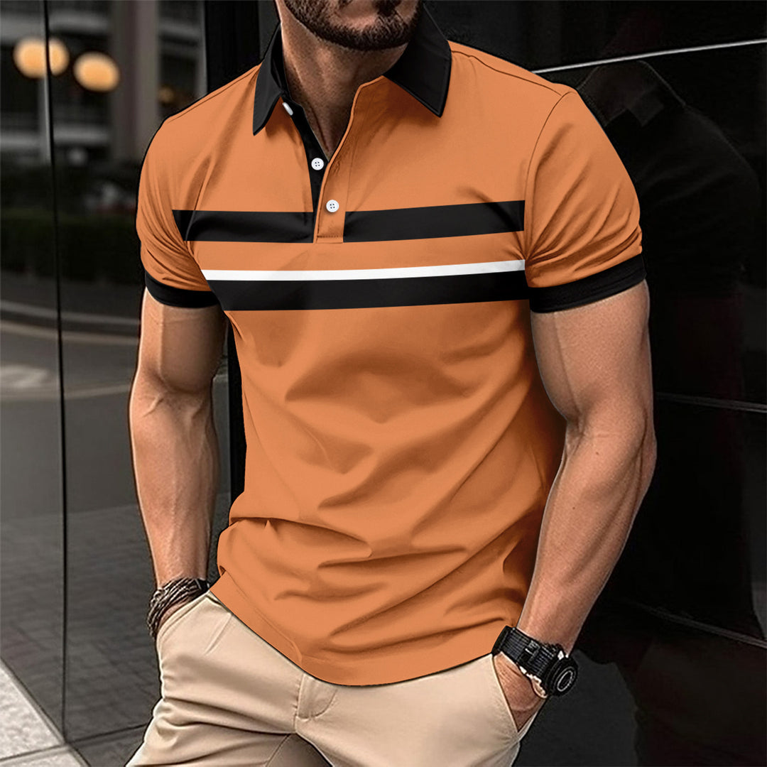 Herren Kurzarm Poloshirt mit modernen Streifen Aliams