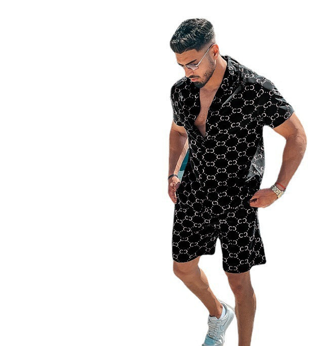 Herren Kurzarm-Hemd und Shorts Set Aliams