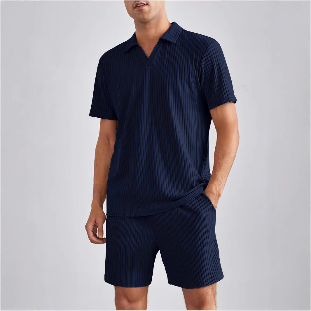 Herren Freizeit-Set mit strukturiertem Oberteil und Shorts Aliams