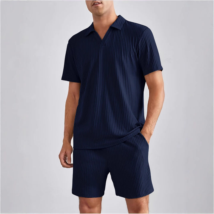 Herren Freizeit-Set mit strukturiertem Oberteil und Shorts Aliams