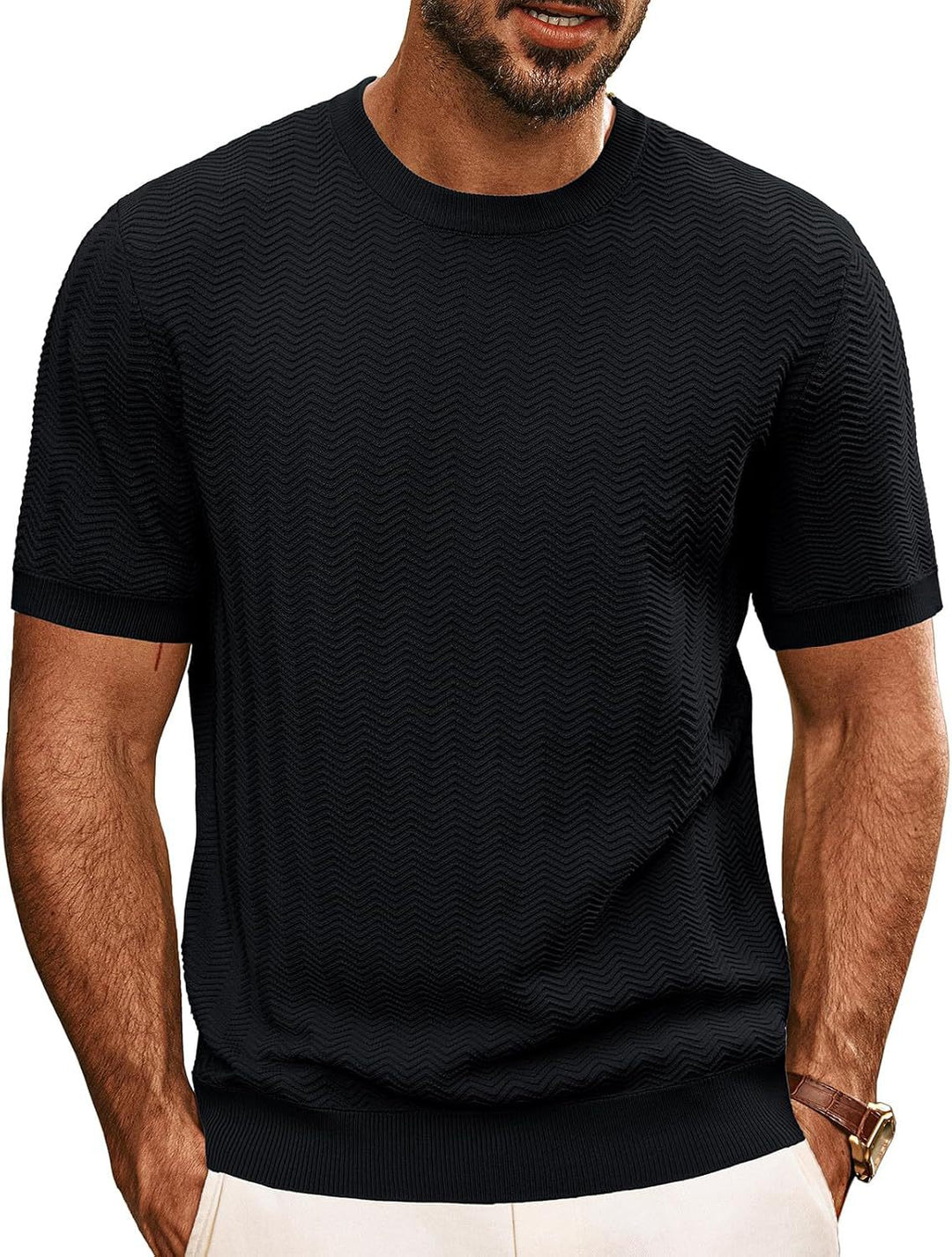 Herren strukturiertes Rundhals T-Shirt Aliams