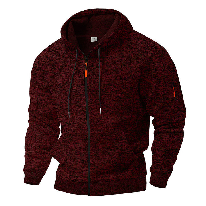 Herren sportlicher Fleece-Kapuzenpullover mit durchgehendem Reißverschluss und praktischen Taschen Aliams