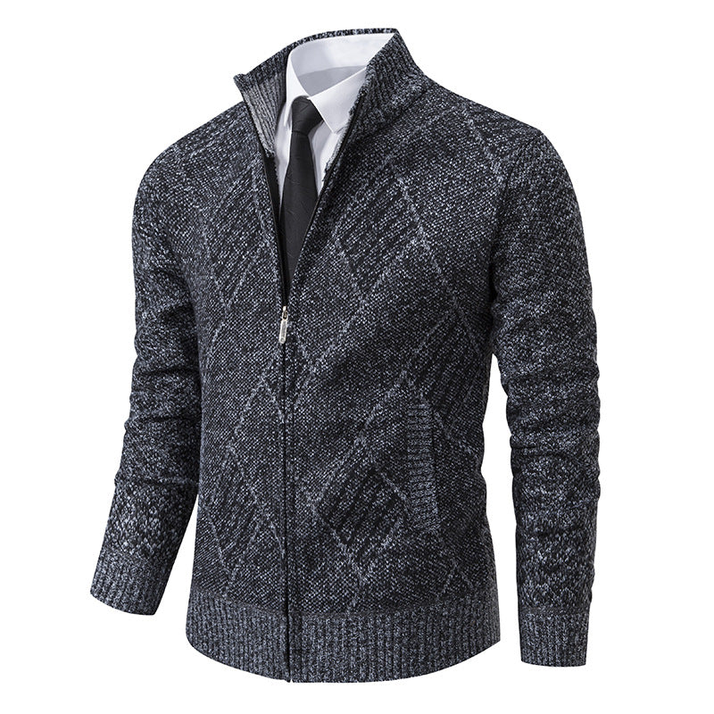 Herren Grobstrickjacke mit dekorativem Zipper und praktischen Taschen Aliams