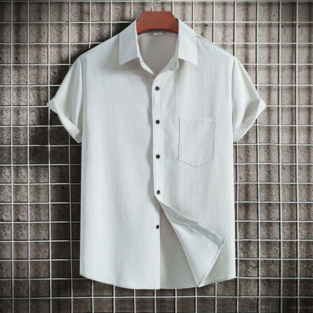 Herren Kurzarmhemd aus atmungsaktivem Strukturstoff mit klassischem Kragen Aliams