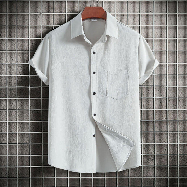 Herren Kurzarmhemd aus atmungsaktivem Strukturstoff mit klassischem Kragen Aliams