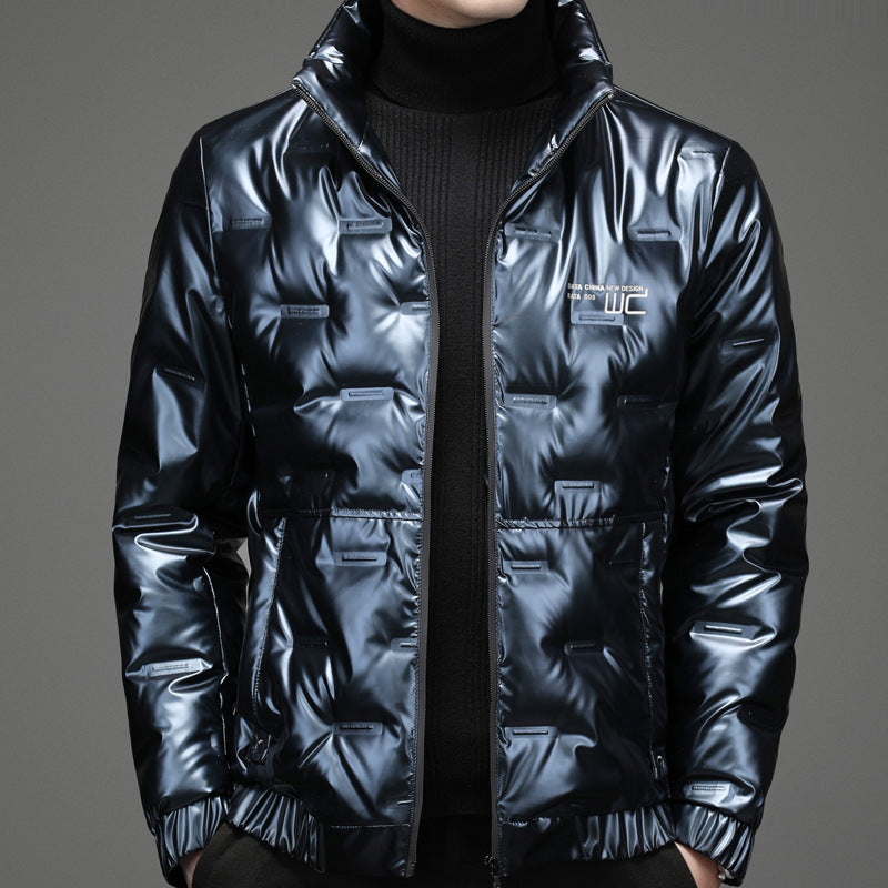 Herren glänzende Steppjacke mit hochabschließendem Kragen Aliams