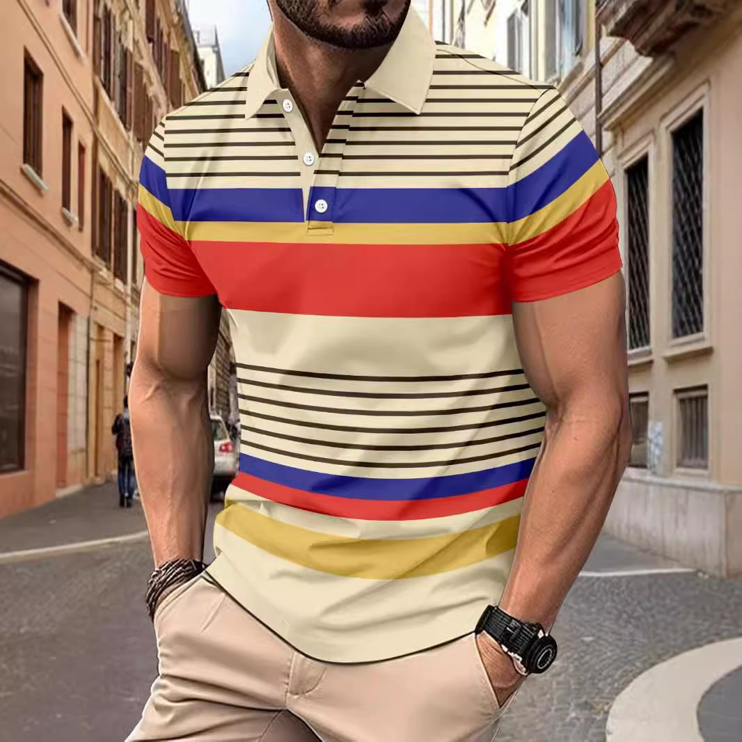 Herren Poloshirt mit modischem Streifendessin und hochwertiger Baumwollmischung Aliams