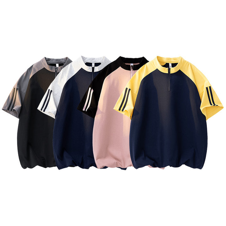 Herren sportliches Kurzarm-Oberteil mit modernem Reißverschluss Aliams