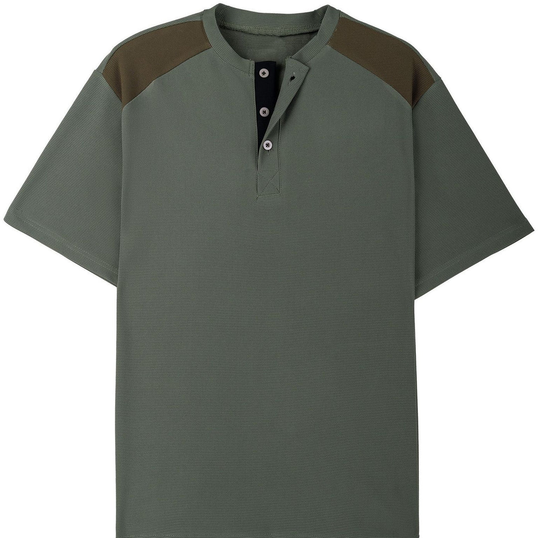 Herren Funktionsshirt mit modernem Henley-Ausschnitt und Mesh-Einsätzen Aliams