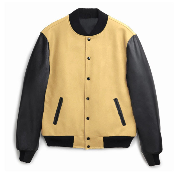 Herren stylische Collegejacke mit Lederärmeln Aliams