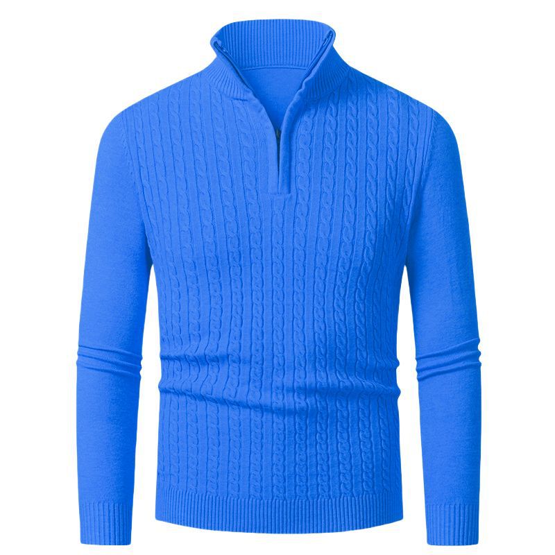 Herren Strickpullover mit modischem Zopfmuster und hochgeschlossenem Kragen Aliams