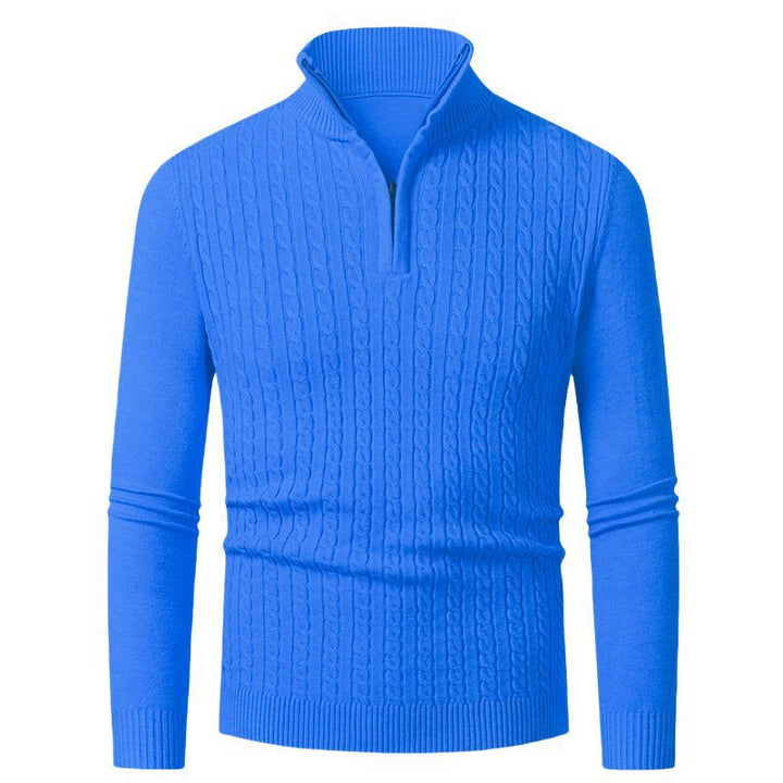 Herren Strickpullover mit modischem Zopfmuster und hochgeschlossenem Kragen Aliams