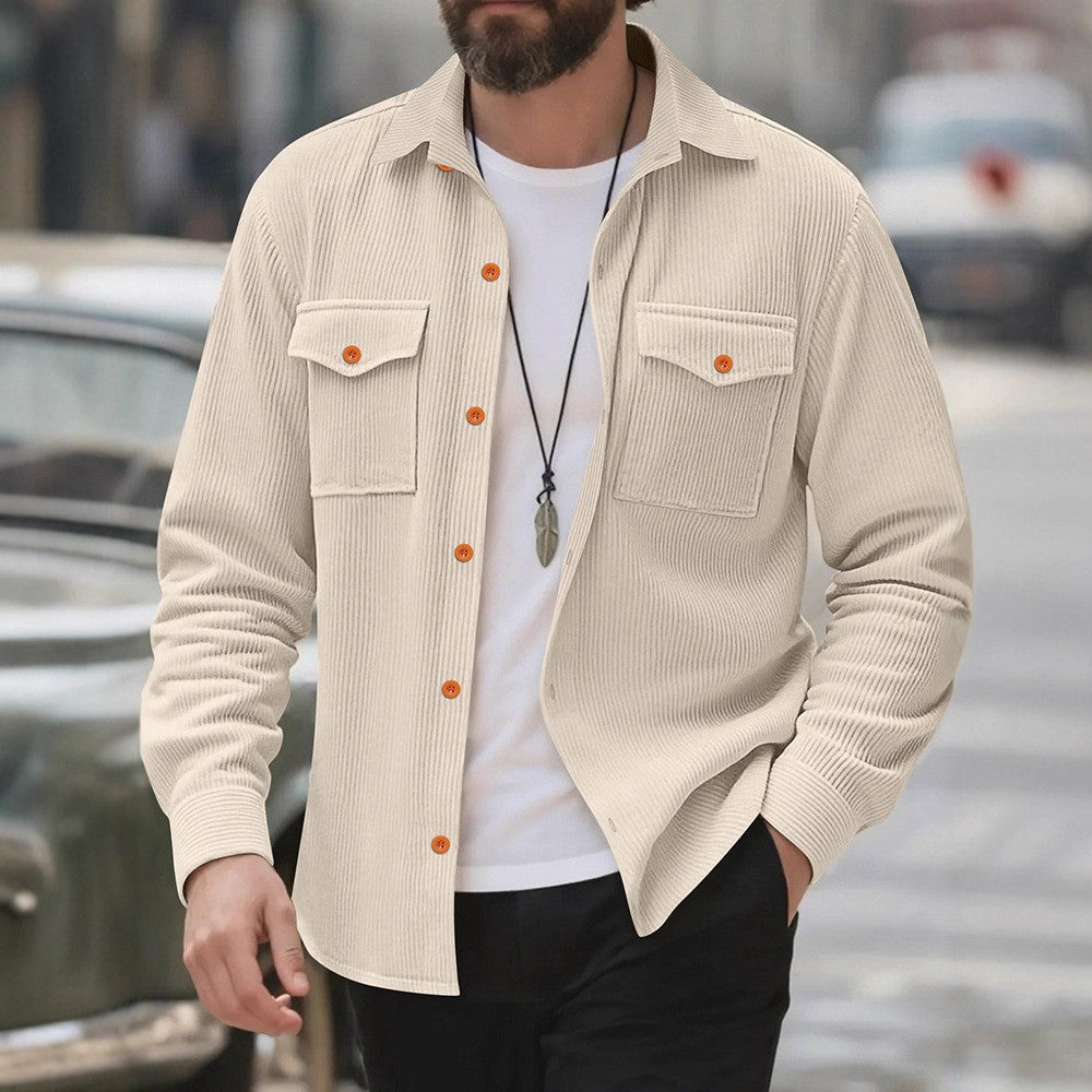 Herren Kordhemd mit doppelten Brusttaschen und modernem Schnitt Aliams