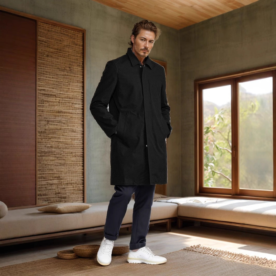 Herren eleganter Mantel mit praktischen Taschen und modernem Kragen Aliams