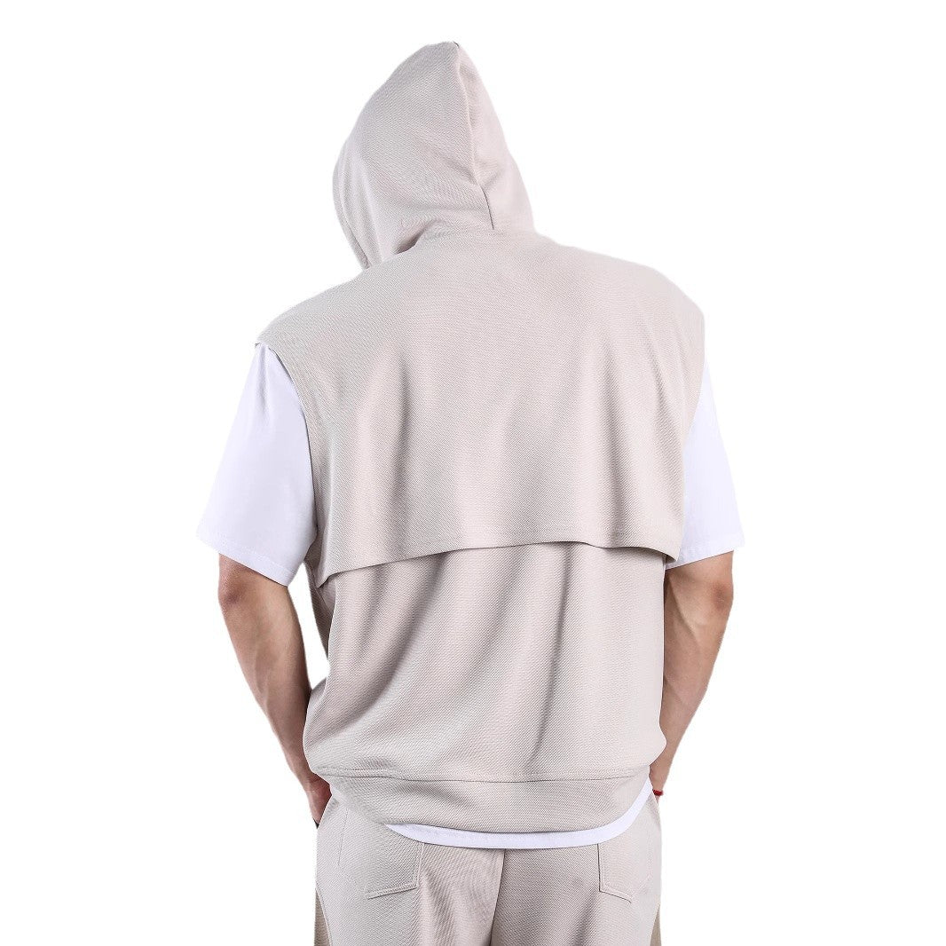 Herren ärmelloses Kapuzenshirt mit praktischen Taschen Aliams