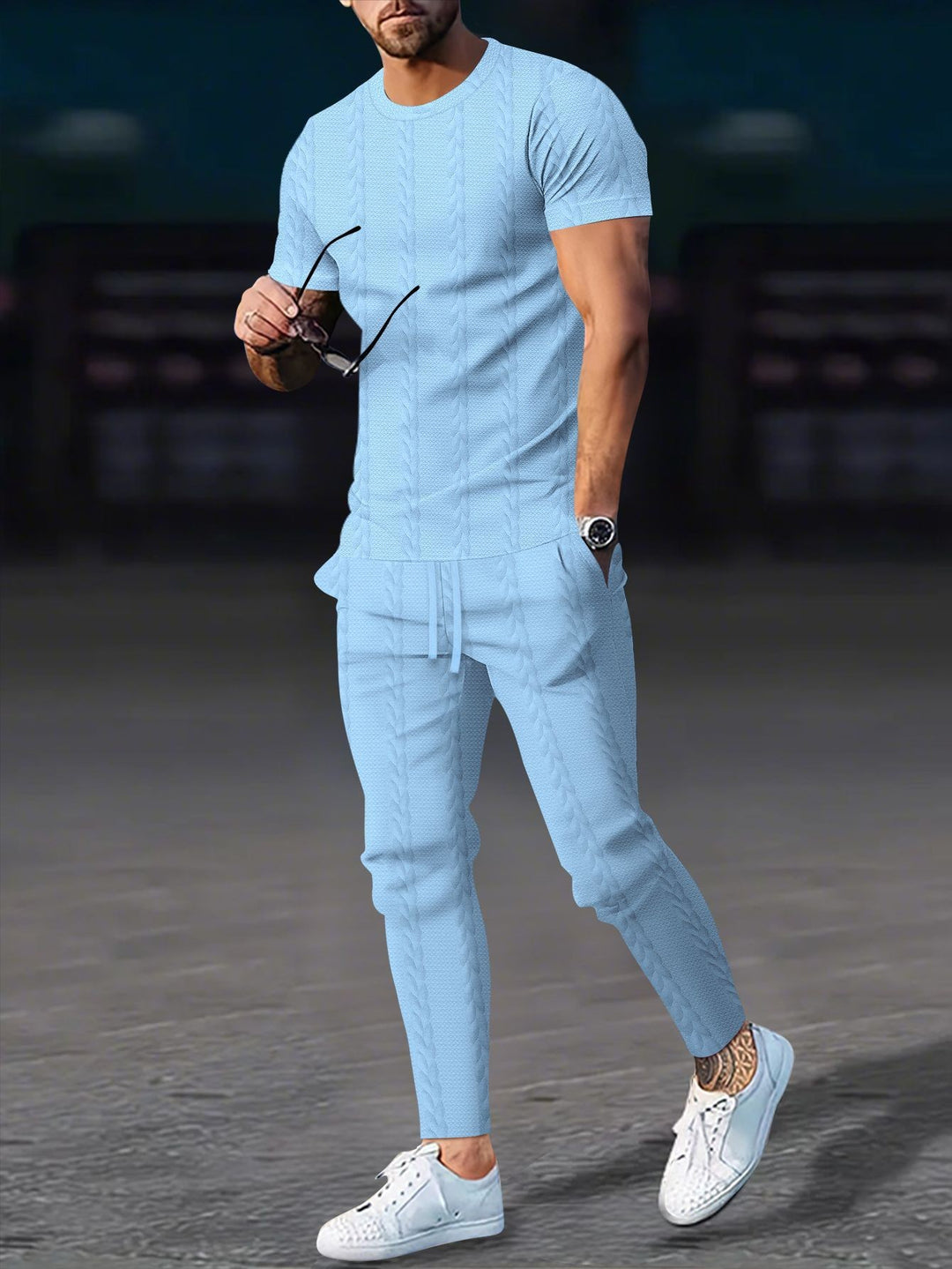 Herren stilvolles Freizeit-Set mit strukturierter Textur Aliams