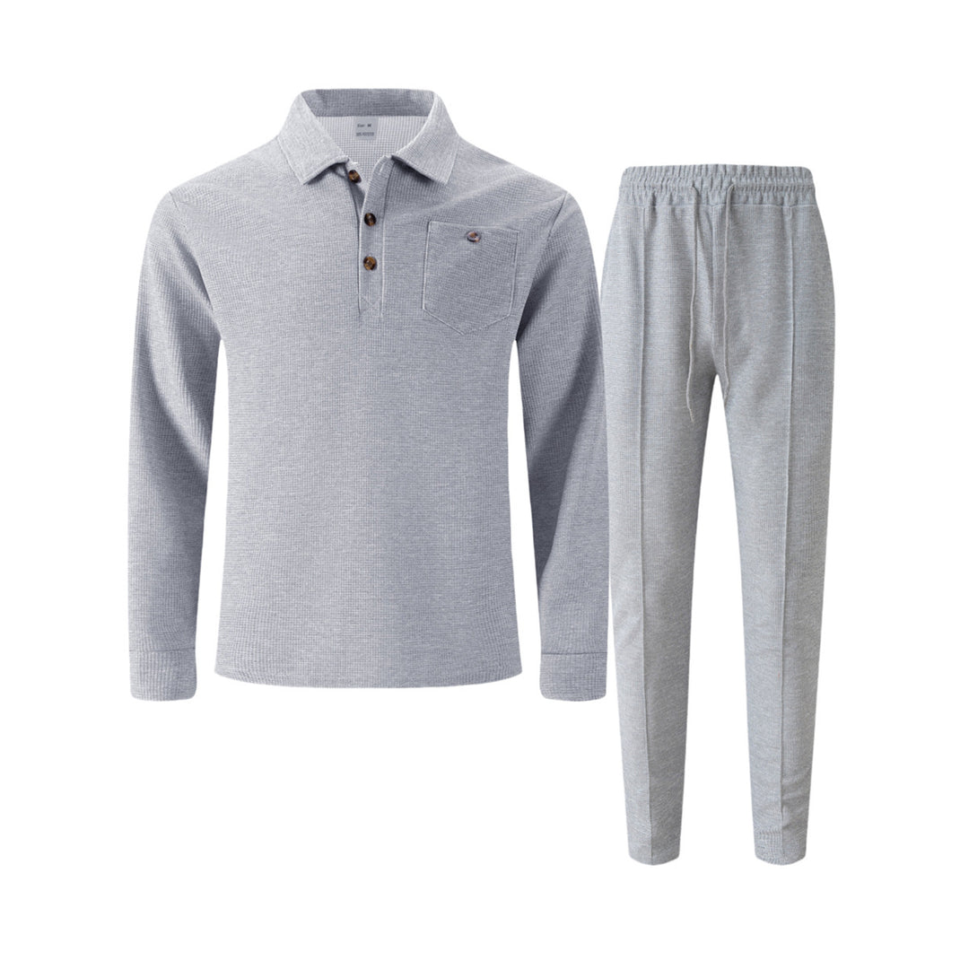 Herren Freizeitanzug mit modernem Strukturdesign und praktischen Knopfleisten Aliams