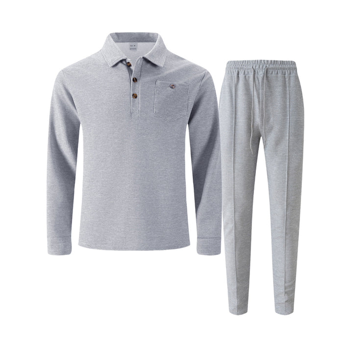 Herren Freizeitanzug mit modernem Strukturdesign und praktischen Knopfleisten Aliams