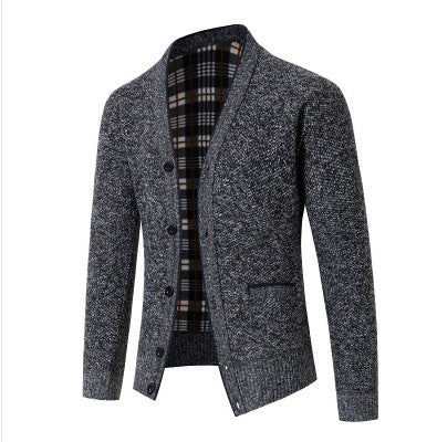 Herren eleganter Strickcardigan mit Karomuster Aliams