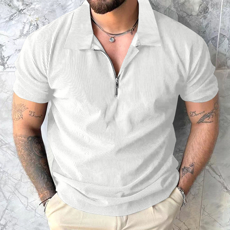 Herren Kurzarm Poloshirt mit Reißverschluss und strukturiertem Design Aliams