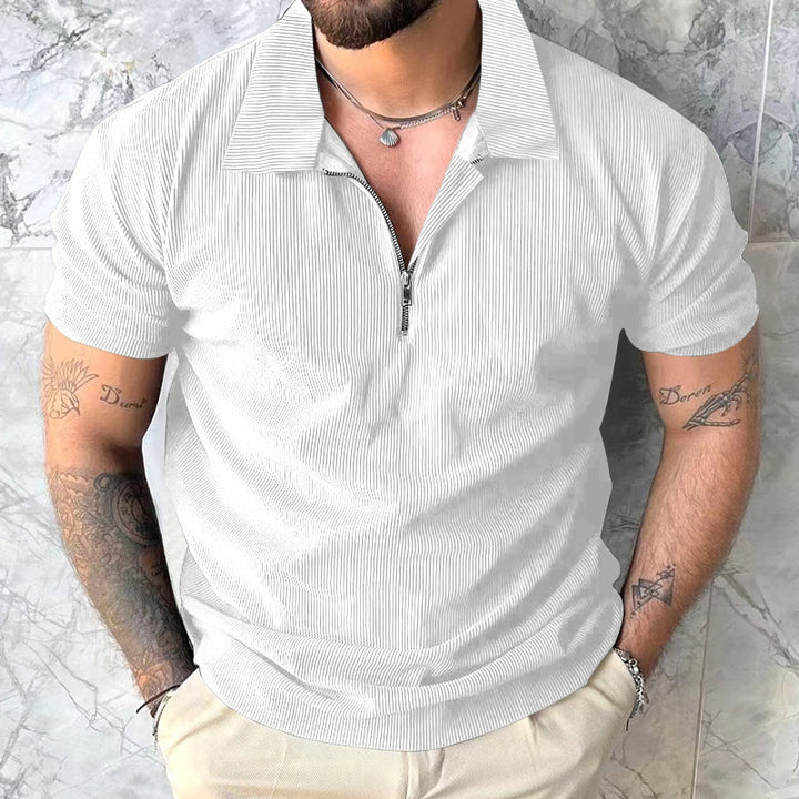 Herren Kurzarm Poloshirt mit Reißverschluss und strukturiertem Design Aliams