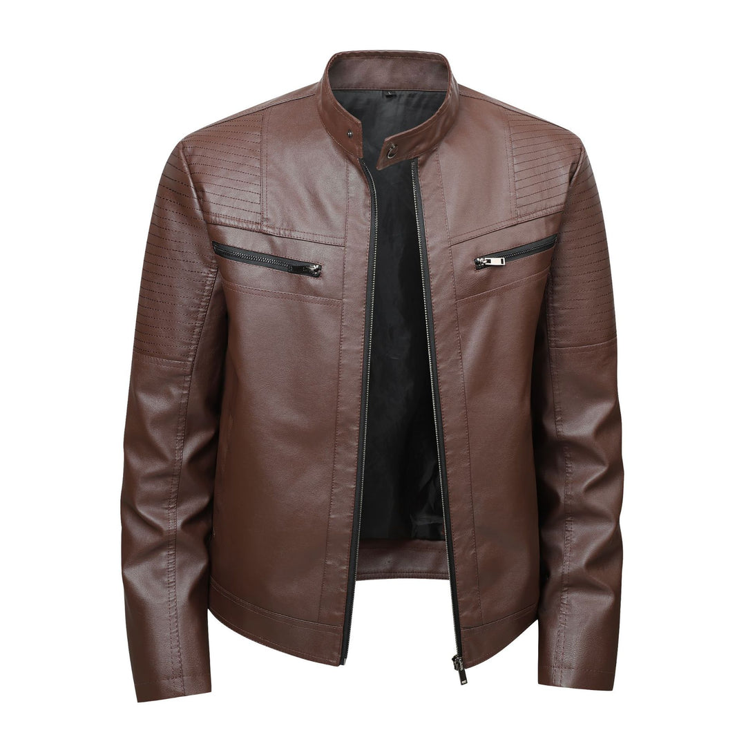 Herren hochwertige Bikerjacke mit Steppdetails und praktischen Reißverschlusstaschen Aliams