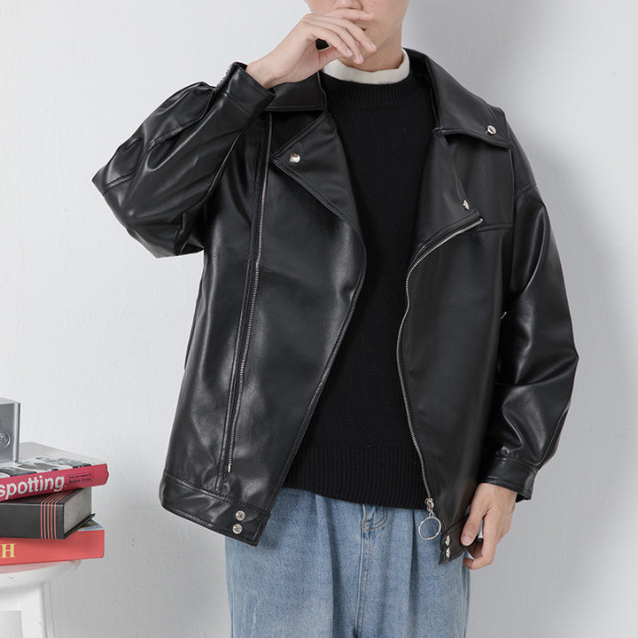Herren elegante Biker-Lederjacke mit asymmetrischem Reißverschluss Aliams