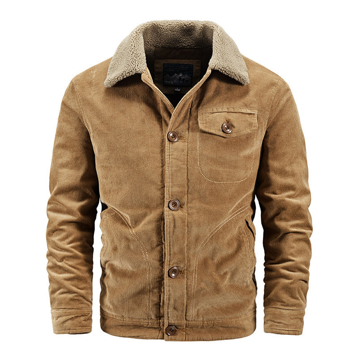 Herren Cordjacke mit kuscheligem Kragen und praktischen Taschen Aliams