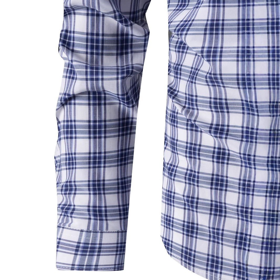 Herren kariertes Langarmhemd mit praktischer Brusttasche und hochwertigem Baumwollmix Aliams