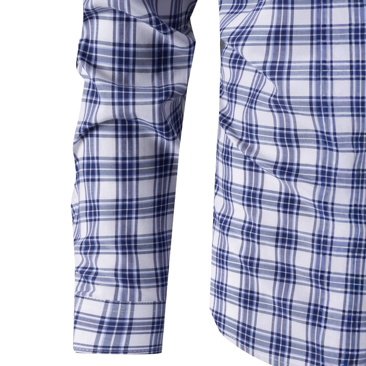 Herren kariertes Langarmhemd mit stilvollem Schnitt und praktischer Brusttasche Aliams