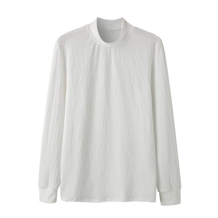 Damen Elegantes Langarmshirt mit strukturiertem Stoff und hohem Kragen Aliams