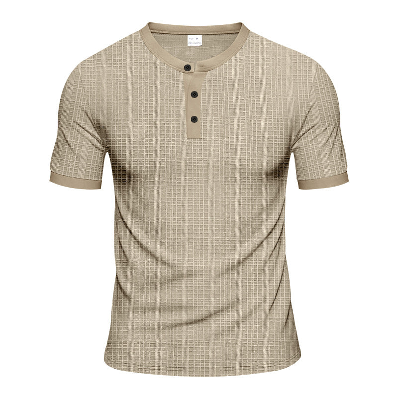 Herren Kurzarm-Henley-Shirt mit moderner Knopfleiste und subtiler Struktur Aliams