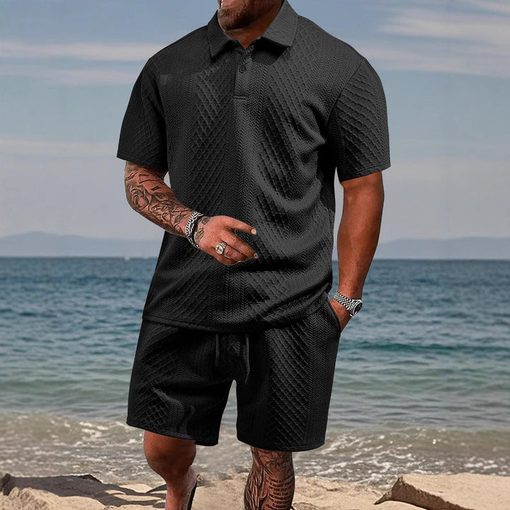 Herren sportliches Polo- und Shorts-Set mit strukturiertem Design Aliams