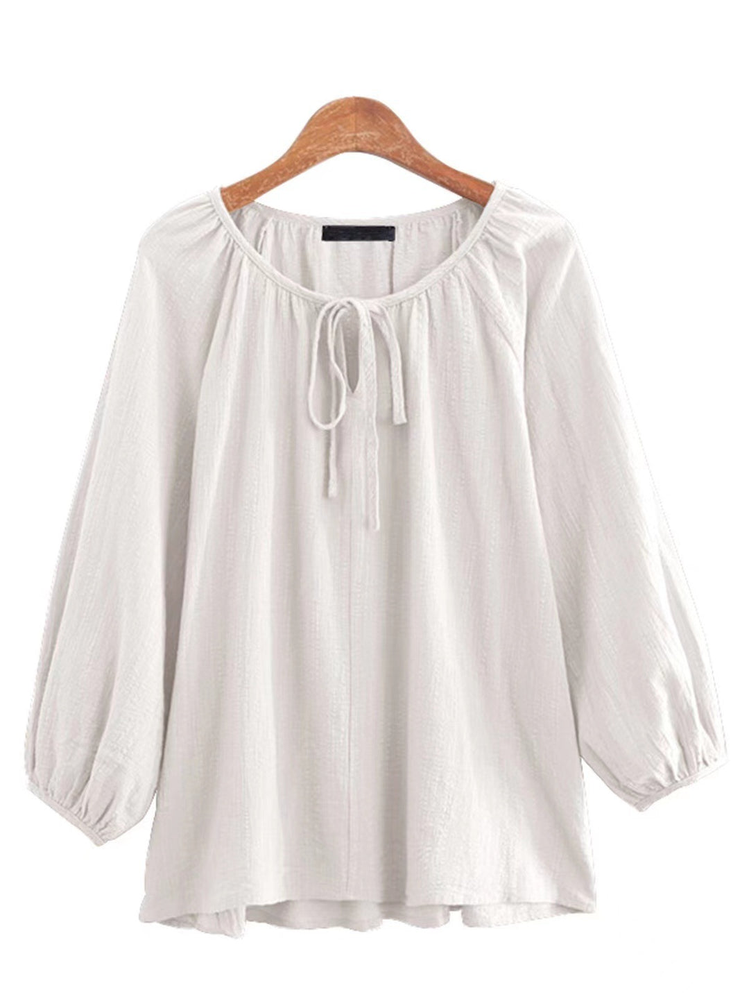 Damen Bluse mit elegantem Rundhalsausschnitt und knieumspielenden Puffärmeln Aliams