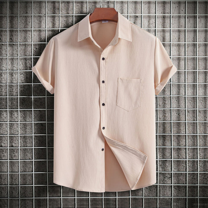 Herren Kurzarmhemd aus atmungsaktivem Strukturstoff mit klassischem Kragen Aliams