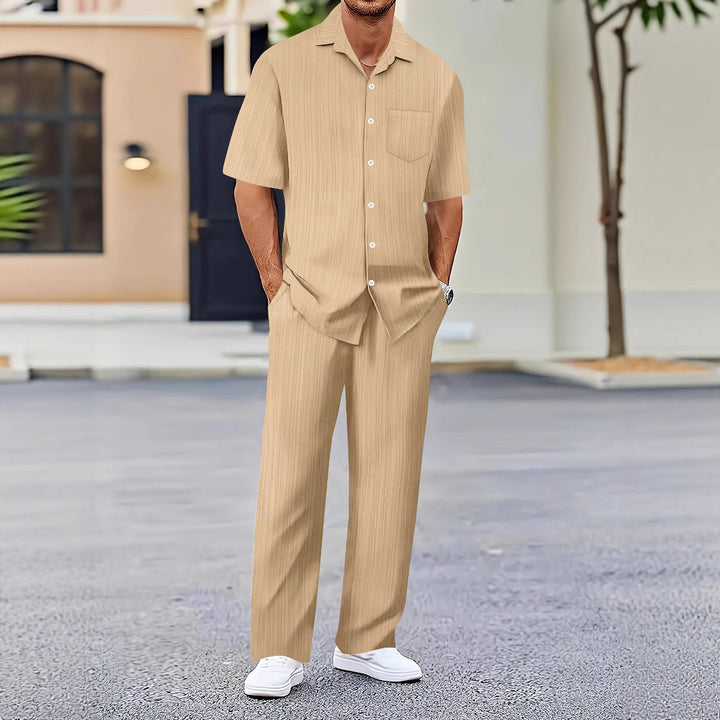 Herren Freizeitanzug mit eleganter Textur und praktischen Taschen Aliams