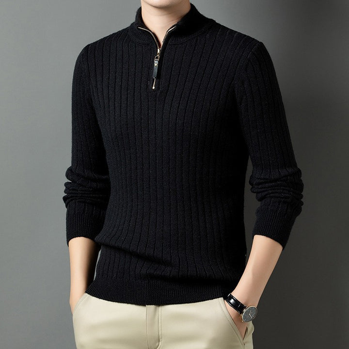 Herren Strickpullover mit modernem Stehkragen im Rippdesign Aliams