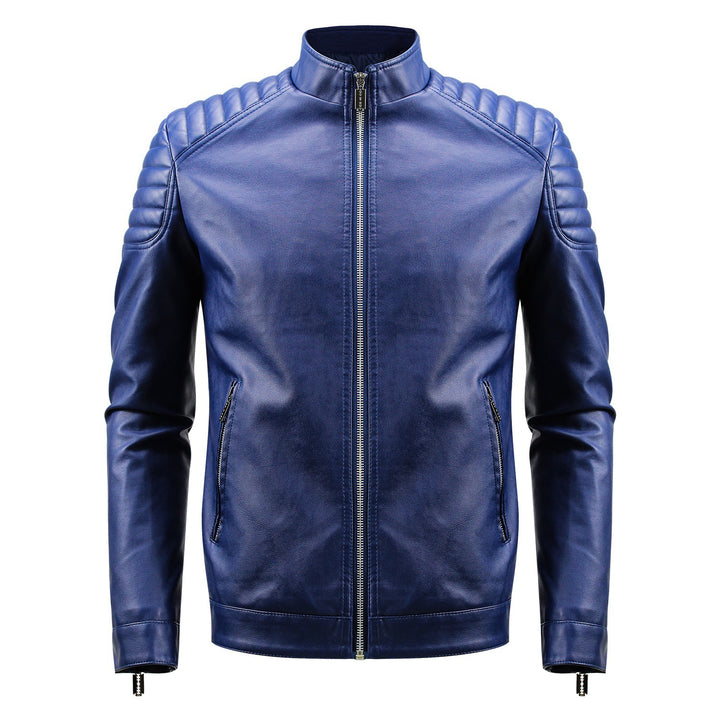 Herren Kunstlederjacke im modernen Racing-Stil mit strukturierten Schulterpartien Aliams