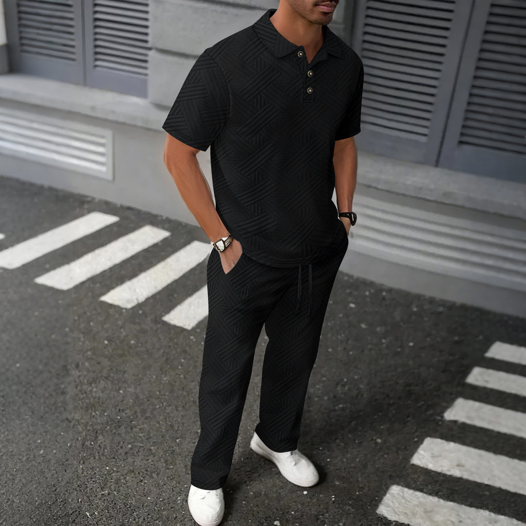 Herren Freizeit-Polo mit strukturiertem Design und bequemer Hose Aliams