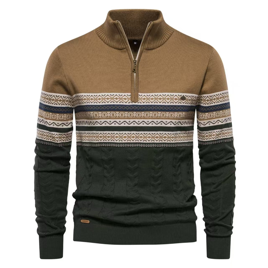 Herren Pullover mit modernem Zipper und attraktiven Farbmustern Aliams