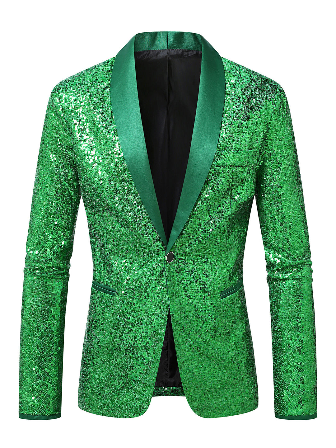 Herren eleganter glitzernder Blazer mit satinierter Kragenpartie Aliams