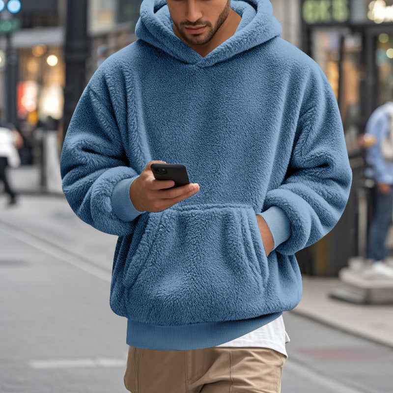 Herren übergroßer Fleece-Hoodie mit Kängurutasche und gemütlichem Schnitt Aliams