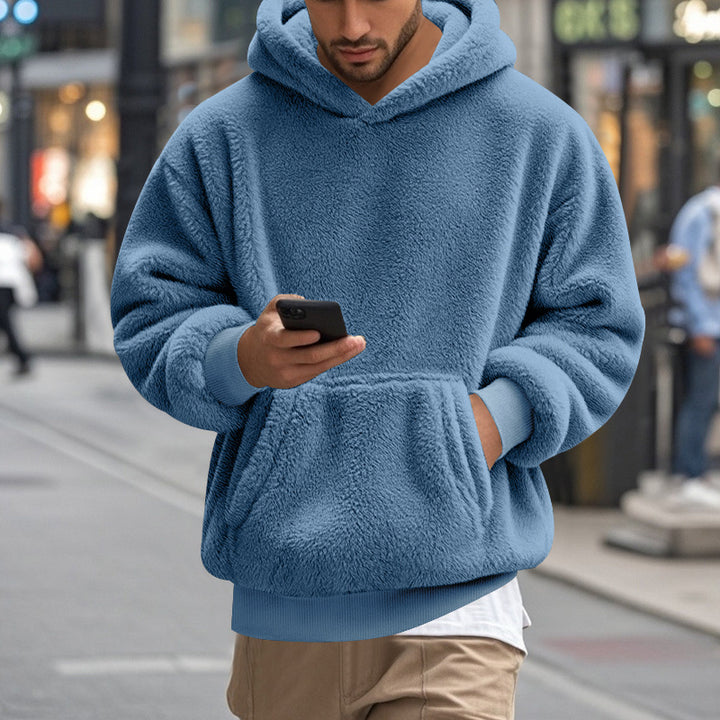 Herren übergroßer Fleece-Hoodie mit Kängurutasche und gemütlichem Schnitt Aliams