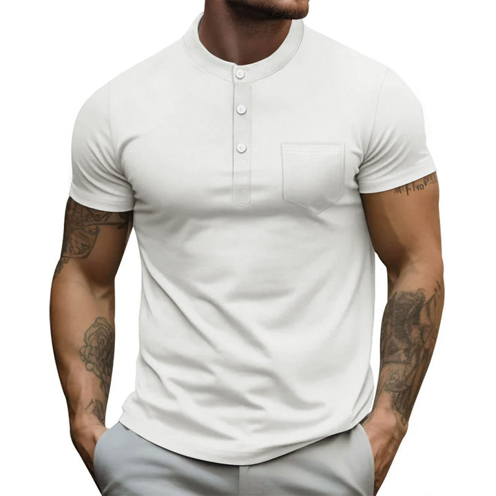 Herren Kurzarm Poloshirt mit Knopfleiste und Brusttasche Aliams