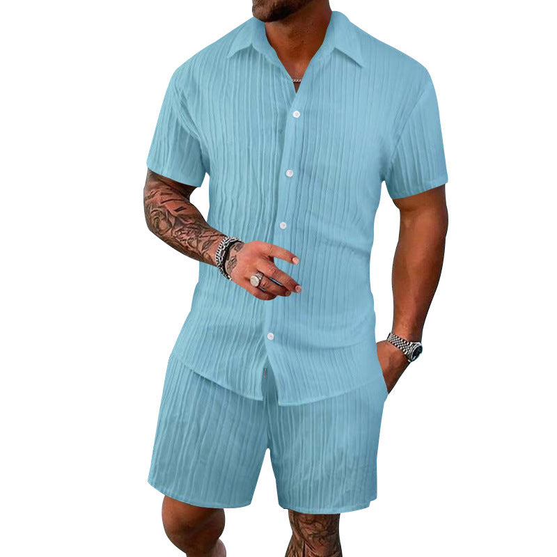 Herren Kurzarm-Shirt und Shorts-Set mit strukturiertem Design Aliams