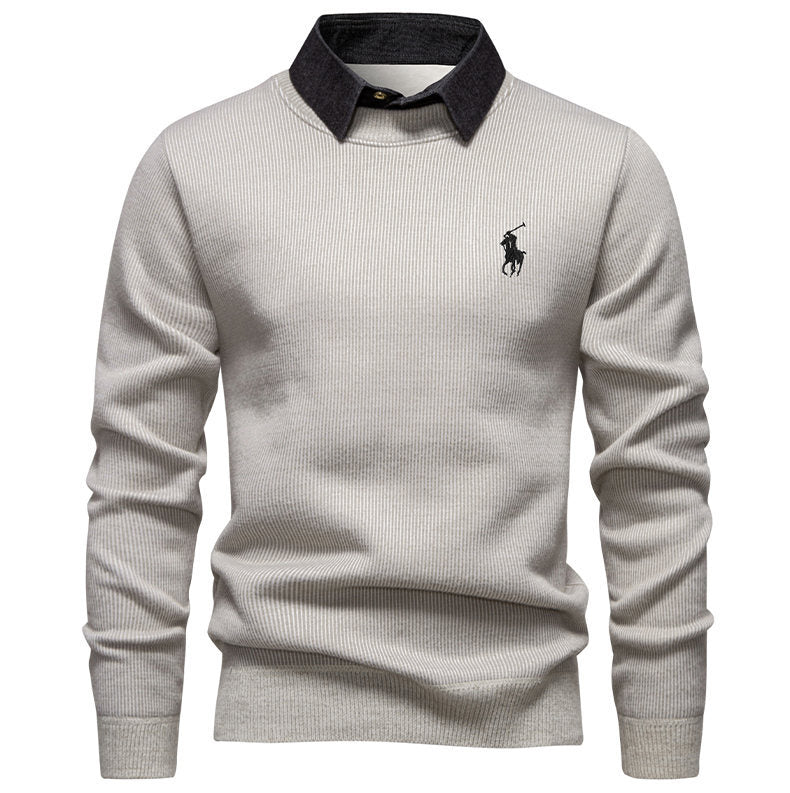 Herren klassischer Strickpullover mit Hemdkragen Aliams