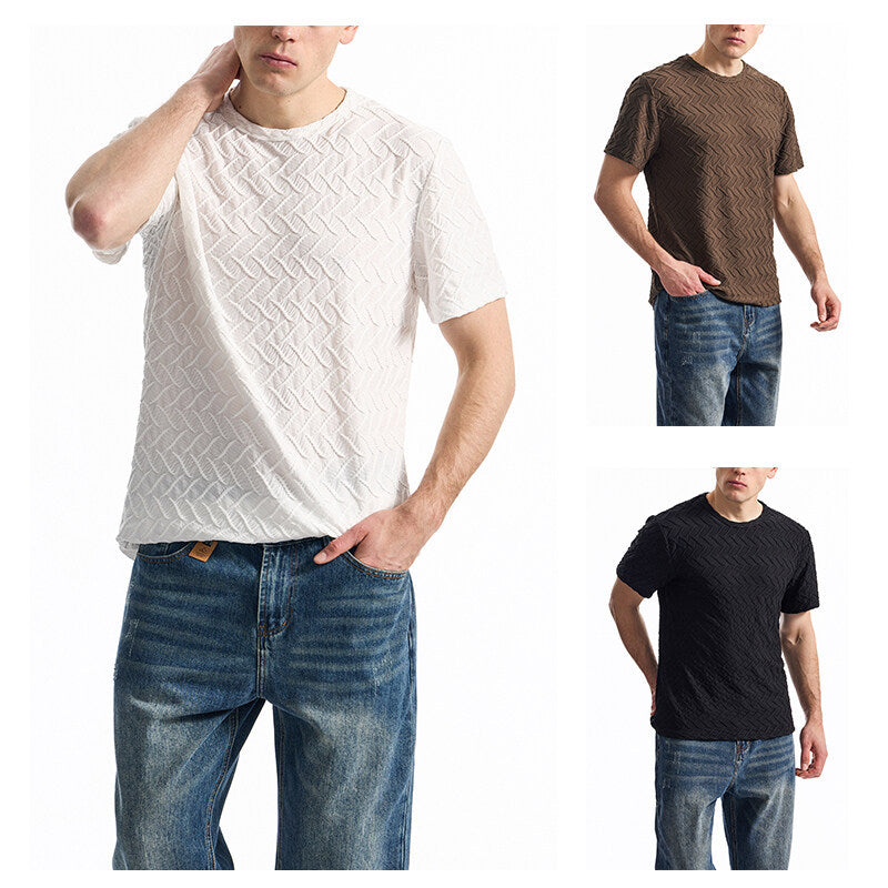 Herren T-Shirt mit strukturiertem Muster und lässiger Passform Aliams